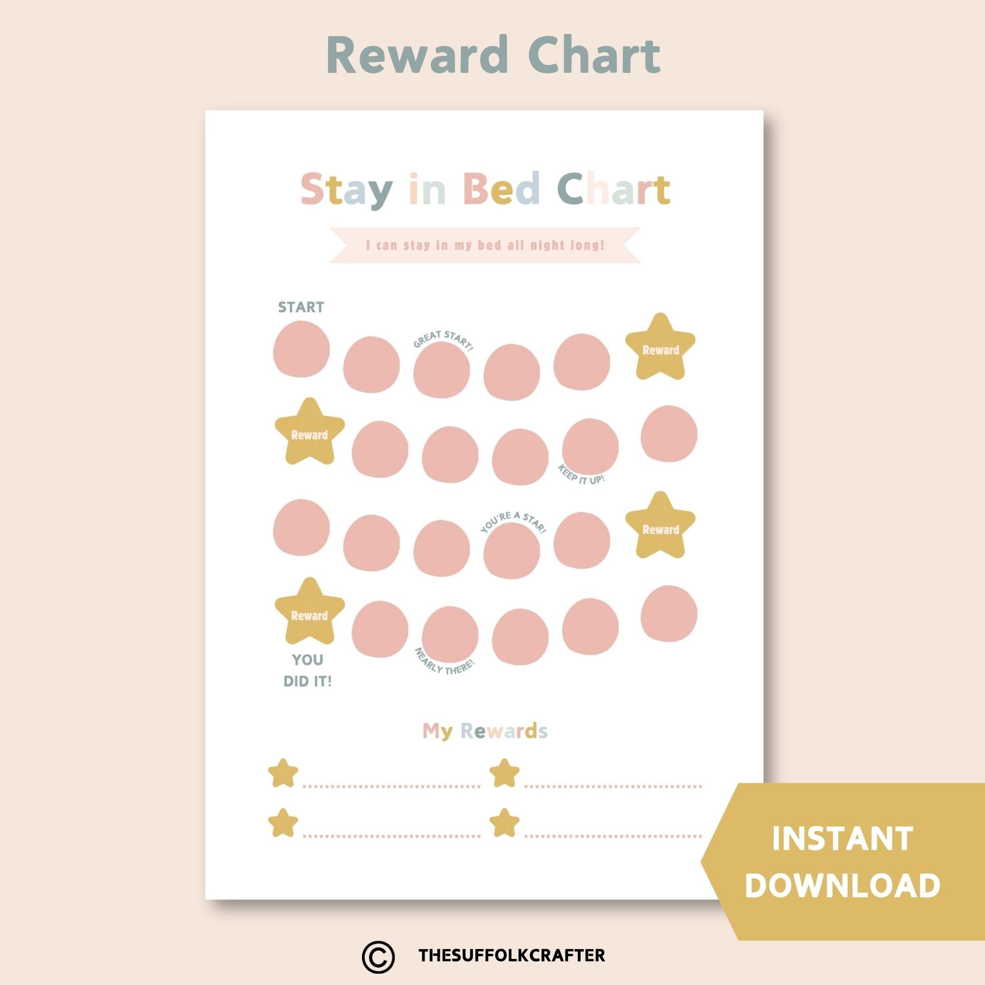 Stay in Bed Reward Chart for Kids - Instant Download
