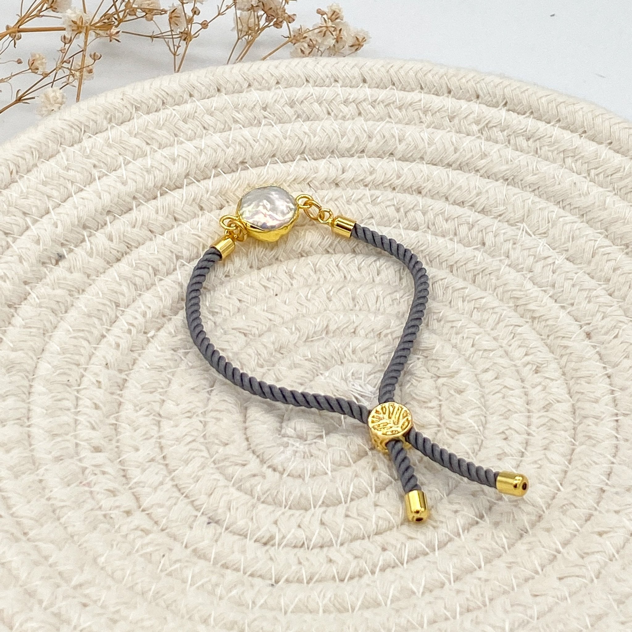 Gold Plated Pearl Cord Toggle Bracelet - The Suffolk Crafter