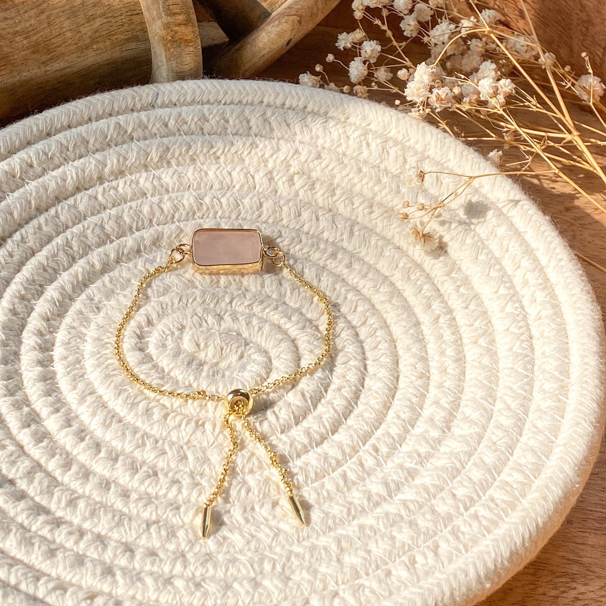 Natural Rose Quartz Chain Bracelet - The Suffolk Crafter