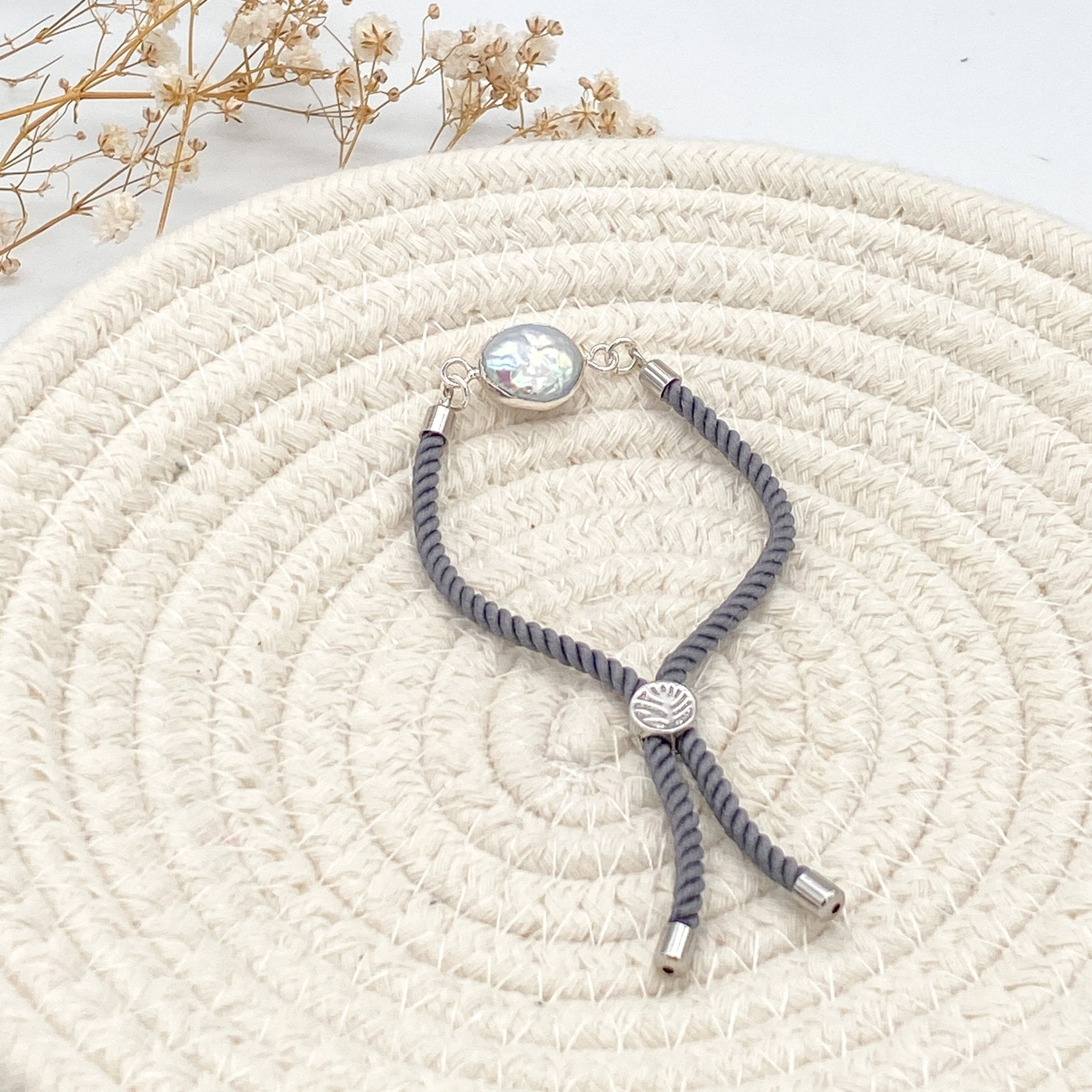 Silver Plated Pearl Cord Toggle Bracelet - The Suffolk Crafter