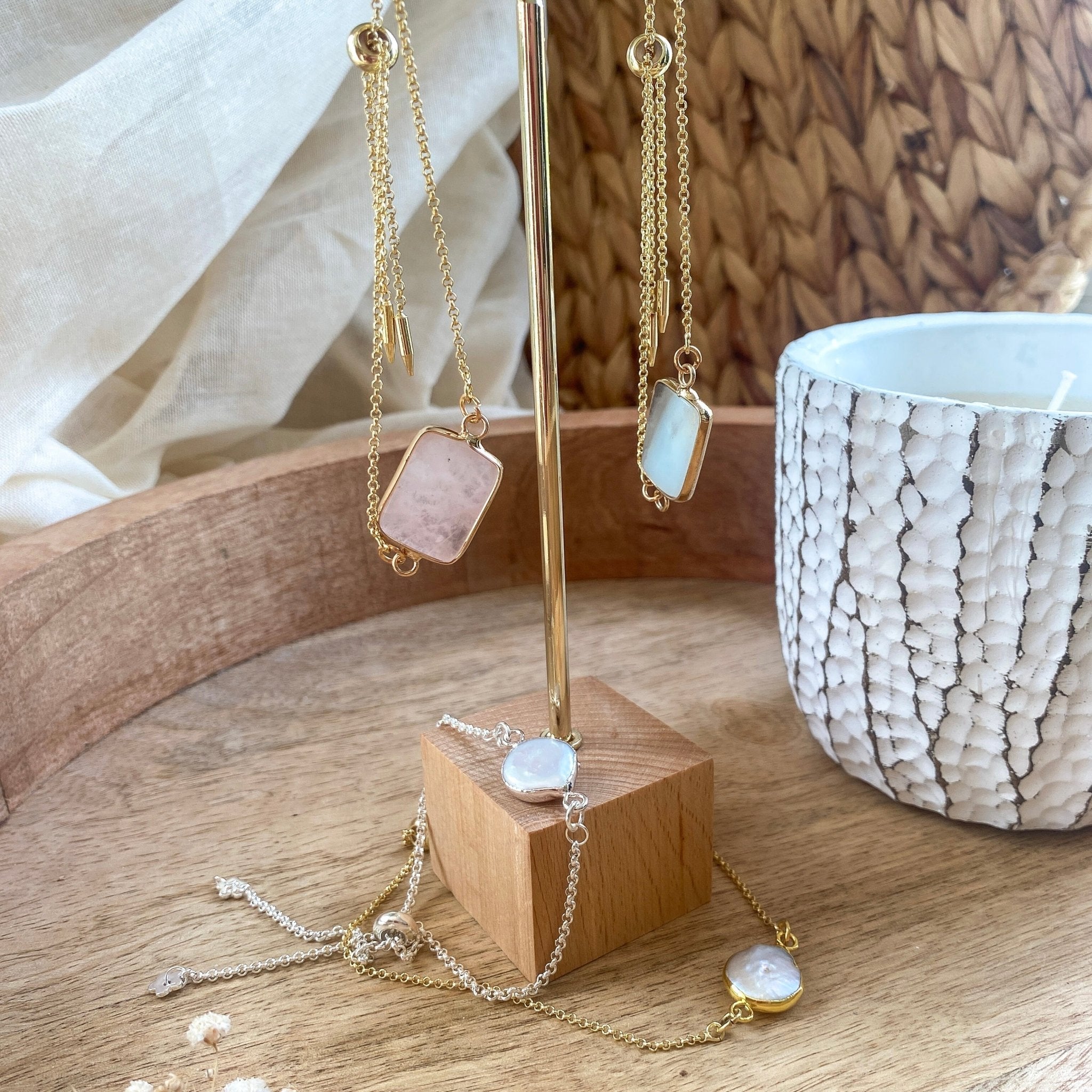 Natural Rose Quartz Chain Bracelet - The Suffolk Crafter
